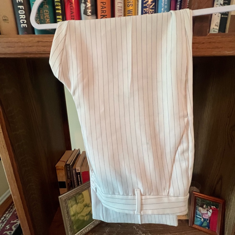 Banana Republic Cream Pinstripe Trousers